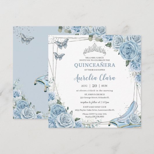 Quinceañera Cinderella Princess Baby Floral Kaart (Voorkant / Achterkant)