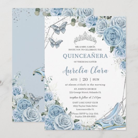 Quinceañera Cinderella Princess Baby Floral Kaart (Voorkant / Achterkant)