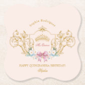 Quinceanera Classy Crown  Lijst Custom Kartonnen Onderzetters (Voorkant)
