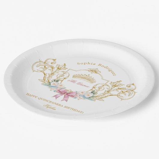 Quinceanera Classy Crown  Lijst Custom Papieren Bordje (Gekanteld)