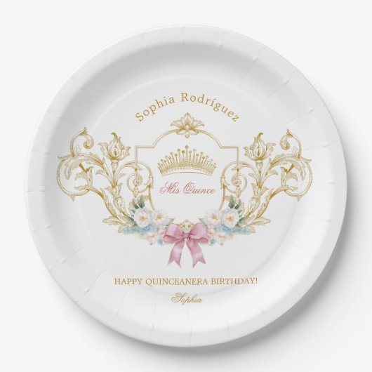 Quinceanera Classy Crown Lijst Custom Papieren Bordje (Voorkant)