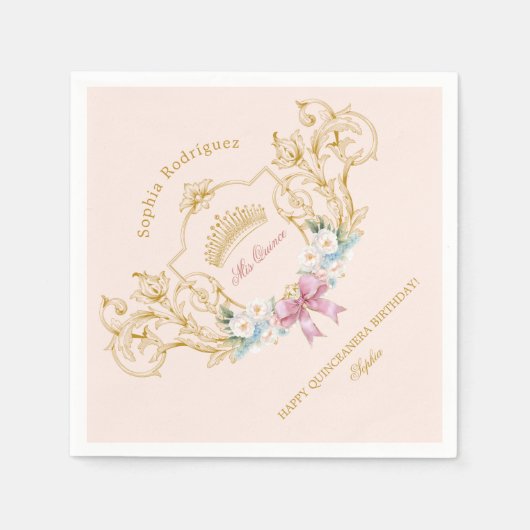 Quinceanera Classy Crown  Lijst Custom Servet (Voorkant)