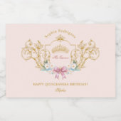 Quinceanera Classy Crown Lijst Custom Sparkling Wijnetiket (Enkel label)