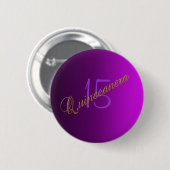 Quinceanera Club Button paarse (Voorkant /achterkant)