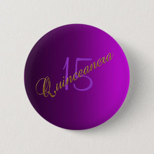 Quinceanera Club Knop paars Ronde Button 5,7 Cm
