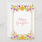 Quinceanera Colorful Flowers Gold Invitation Kaart (Achterkant)