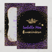 Quinceanera/Confetti/Neon Paars/Prinses/Kroon Kaart (Voorkant / Achterkant)