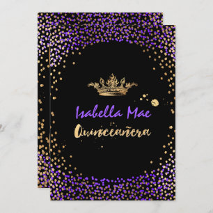 Quinceanera/Confetti/Neon Paars/Prinses/Kroon Kaart