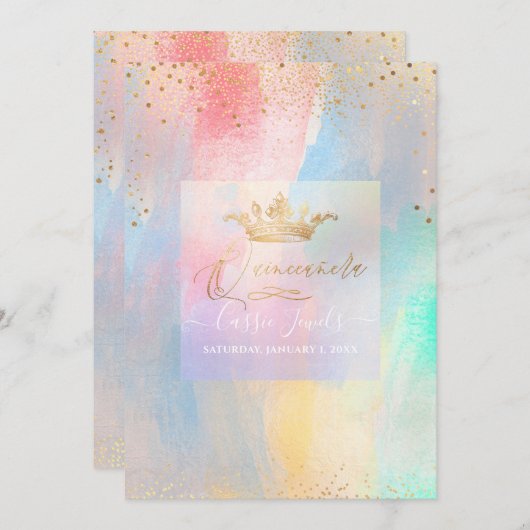 Quinceanera Cotton Snoep Waterverf Penseelstreken Kaart (Voorkant / Achterkant)