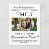 Quinceañera Court Proposal Newspaper Briefkaart (Voorkant)
