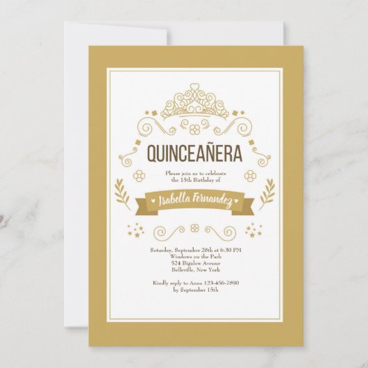 Quinceañera Crown Invitation Kaart (Voorkant)