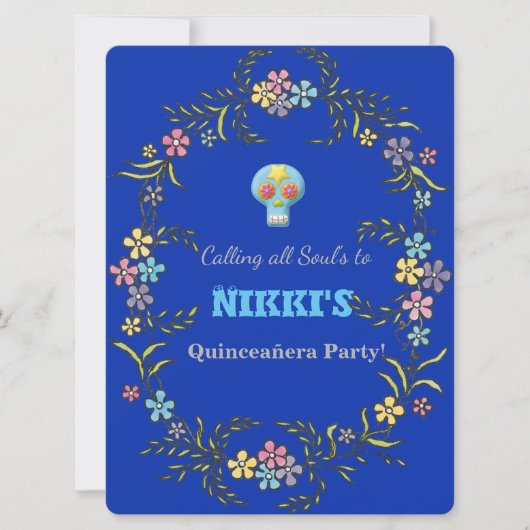 QUINCEANERA DAG VAN DE DODE INVITATIE KAART (Voorkant)
