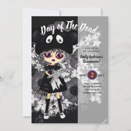 Quinceanera Dag van de Doden GOTH Meisje Suiker Sc Kaart (Voorkant)