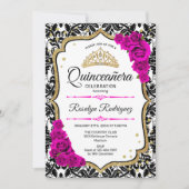 Quinceanera - Damask Pink Gold Kaart (Voorkant)