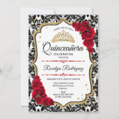 Quinceanera - Damask Red Gold Kaart (Voorkant)