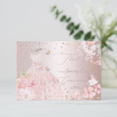 Quinceanera Dank Je Blush Glitter Jurk Kaart (Staand voorkant)