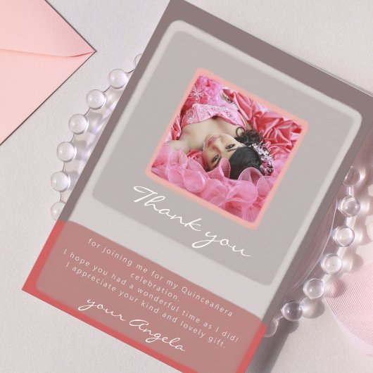 Quinceañera dank u kaart met foto