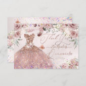 Quinceanera Dank u Stoffig Roos Glitter Gown Kaart (Voorkant / Achterkant)