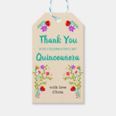 Quinceanera Dank u Turquoise Groene Bloemen Cadeaulabel (Voorkant)