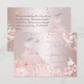 Quinceanera Dank u voor uw blush Glitter Gown Kaart (Voorkant / Achterkant)