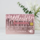 Quinceañera Dark Roos Gold & Roze glitter Drip Kaart (Staand voorkant)