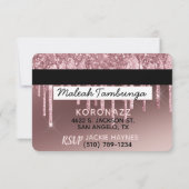 Quinceañera Dark Roos Gold & Roze glitter Drip Kaart (Achterkant)