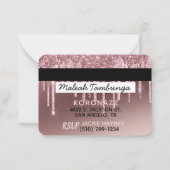 Quinceañera Dark Roos Gold & Roze glitter Drip Notitiekaartje (Achterkant)