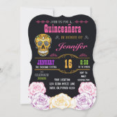 Quinceañera Day of the Dead Sugar Skull Invitation Kaart (Voorkant)