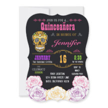 Quinceañera Day of the Dead Sugar Skull Invitation