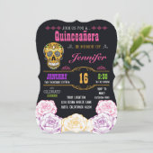 Quinceañera Day of the Dead Sugar Skull Invitation Kaart (Staand voorkant)