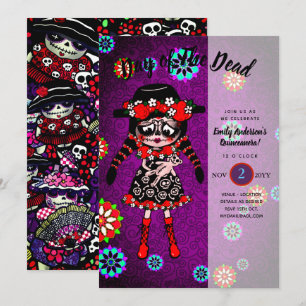 Quinceanera Day of the Dead Sugar Skulls Kaart