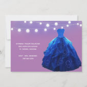 Quinceanera Denim Blauwe Lavendel String Lights Kaart (Achterkant)
