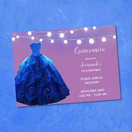 Quinceanera Denim Blauwe Lavendel String Lights Kaart