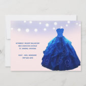 Quinceanera Denim Blue Blush String Lights Kaart (Achterkant)