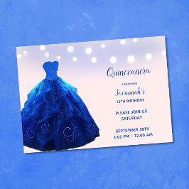 Quinceanera Denim Blue Blush String Lights Kaart