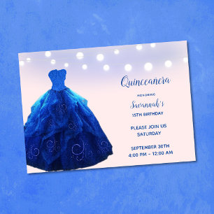 Quinceanera Denim Blue Blush String Lights Kaart