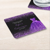 Quinceanera donker Paarse faux glitter Kartonnen Onderzetters (Schuin)