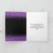 Quinceanera donker Paarse jurk faux glitter Bedankkaart (Binnen)