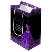 Quinceanera donker Paarse jurk faux glitter Medium Cadeauzakje (Voorkant Gekanteld)