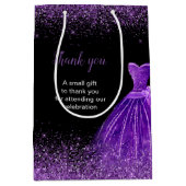 Quinceanera donker Paarse jurk faux glitter Medium Cadeauzakje (Voorkant)