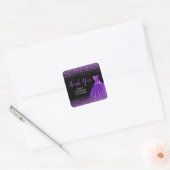 Quinceanera donker Paarse jurk faux glitter Vierkante Sticker (Envelop)