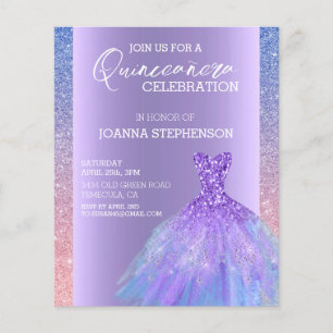 Quinceanera Dress Glitter Paarse Ombre