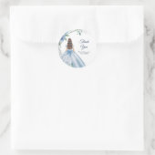 Quinceañera Dusty Blue Floral Dank u Ronde Sticker (Tas)