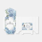 Quinceañera Dusty Blue Flowers Party Favor Box Bedankdoosjes (Uitgevouwen)