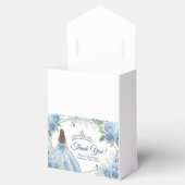 Quinceañera Dusty Blue Flowers Party Favor Box Bedankdoosjes (Geopend)