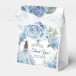 Quinceañera Dusty Blue Flowers Party Favor Box Bedankdoosjes