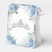 Quinceañera Dusty Blue Flowers Party Favor Box Bedankdoosjes (Achterkant)