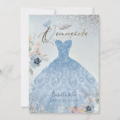 Quinceanera Dusty Blue Glitter Gown Butterflies Kaart (Voorkant)