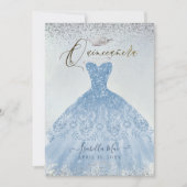 Quinceanera Dusty Blue+Silver Glitter Gown Kaart (Voorkant)