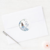 Quinceañera Dusty Blue Uw bericht hier Ronde Sticker (Envelop)